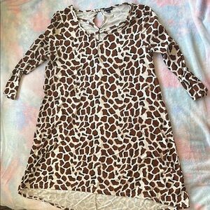 Giraffe Print Long Sleeve Dress